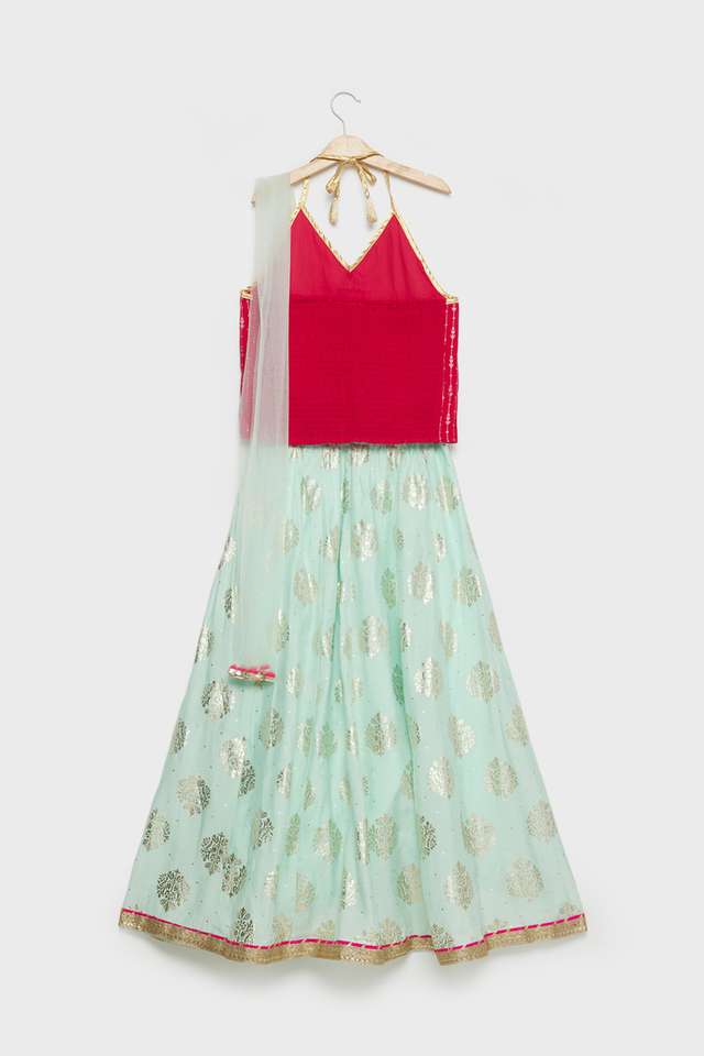 Printed-Blended-Fabric-Regular-Fit-Girls-Ghagara-Choli-Dupatta-Set