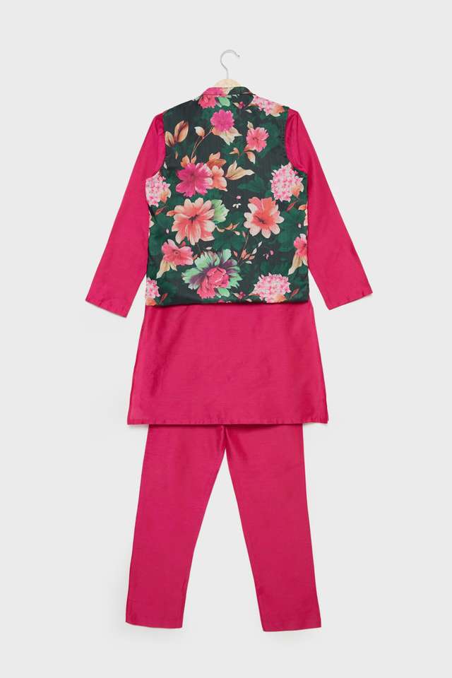 Printed-Blended-Fabric-Regular-Fit-Boys-Kurta-Pyjama-Jacket-Set