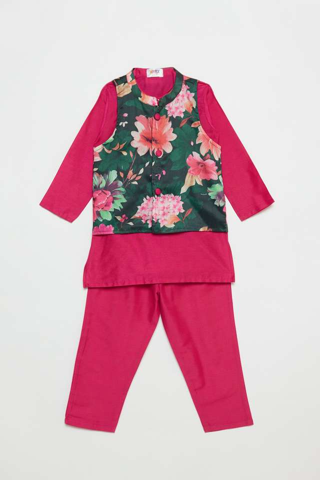 Printed-Blended-Fabric-Regular-Fit-Boys-Kurta-Pyjama-Jacket-Set
