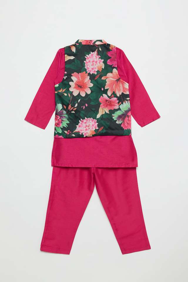 Printed-Blended-Fabric-Regular-Fit-Boys-Kurta-Pyjama-Jacket-Set