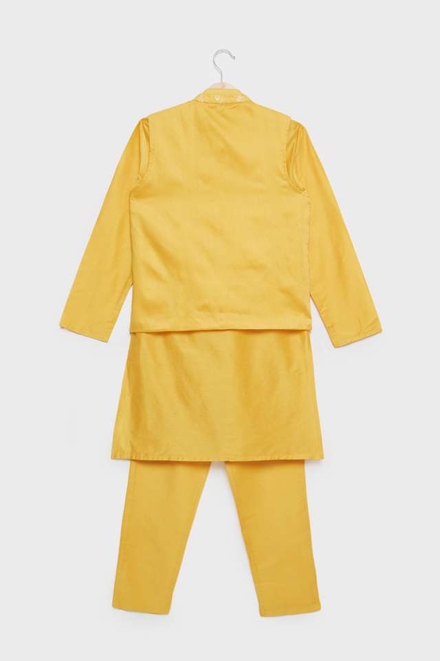 Printed-Blended-Fabric-Regular-Fit-Boys-Kurta-Pyjama-Jacket-Set