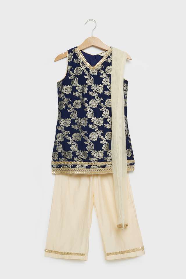Printed-Blended-Fabric-Regular-Fit-Girls-Salwar-Kurta-Dupatta-Set