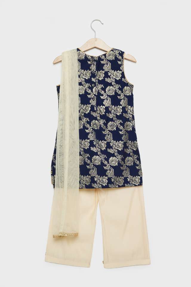 Printed-Blended-Fabric-Regular-Fit-Girls-Salwar-Kurta-Dupatta-Set