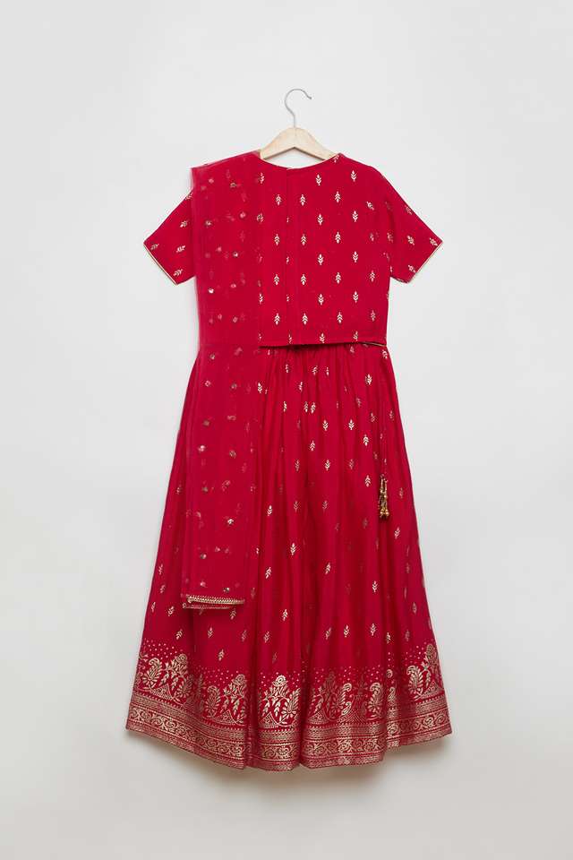 Solid-Blended-Fabric-Regular-Fit-Girls-Ghaghara-Choli-Dupat