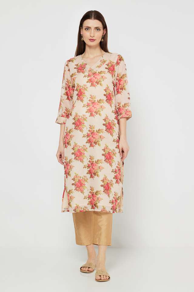 Printed-Blended-Fabric-Collared-Women-s-Kurta
