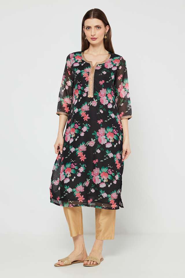 Printed-Blended-Fabric-Collared-Women-s-Kurta