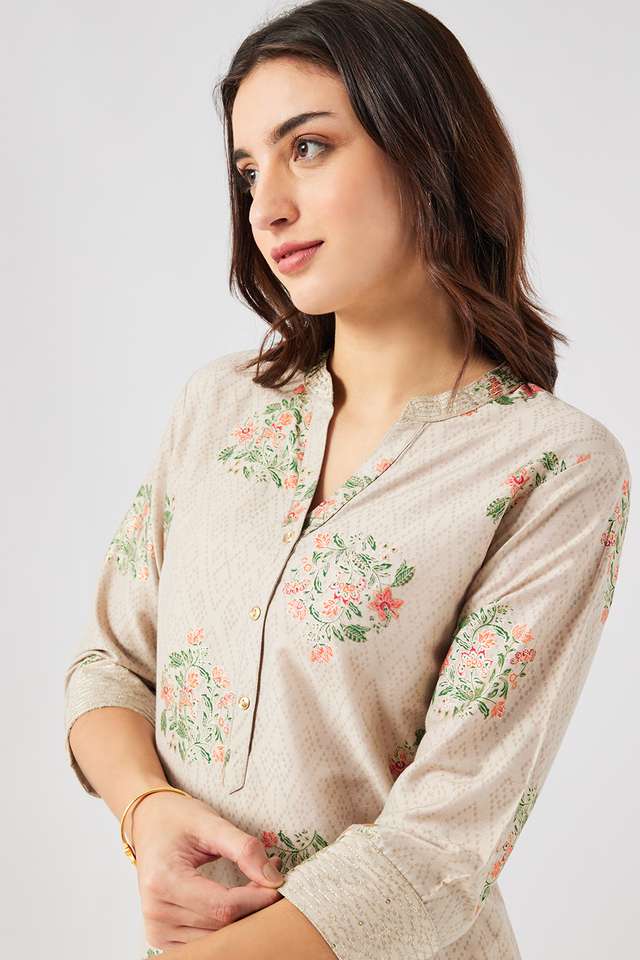 Printed-Blended-Fabric-Collared-Women-s-Kurta