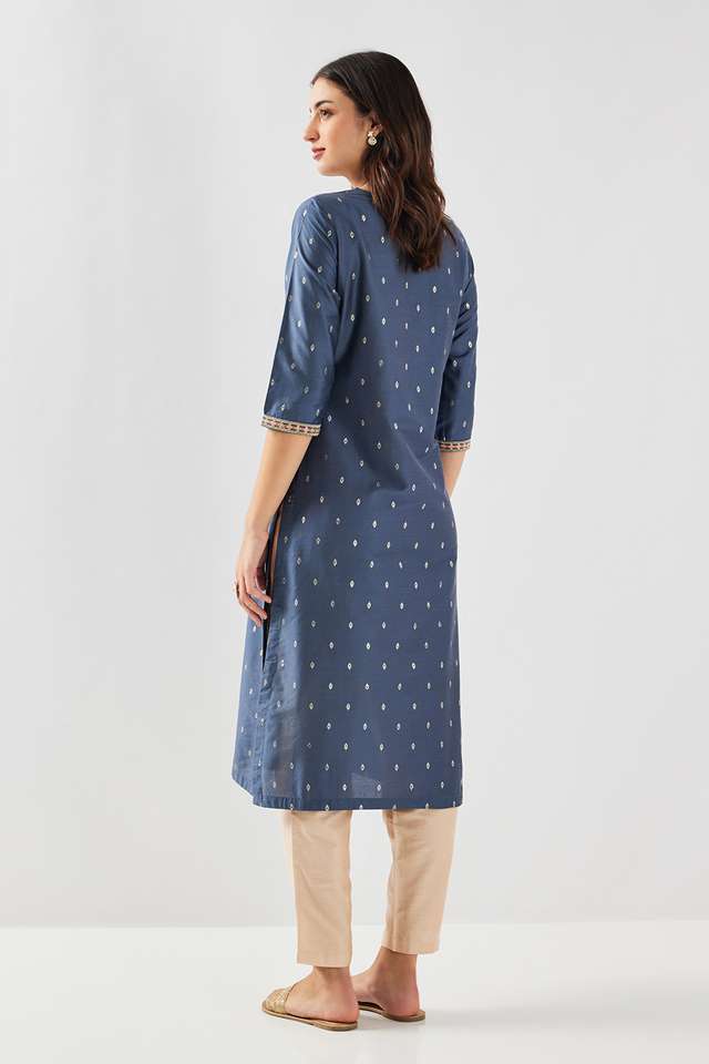 Embroidered-Blended-Fabric-Round-Neck-Women-s-Kurta