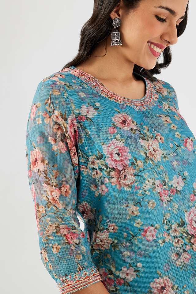 Printed-Polyester-Round-Neck-Women-s-Kurta