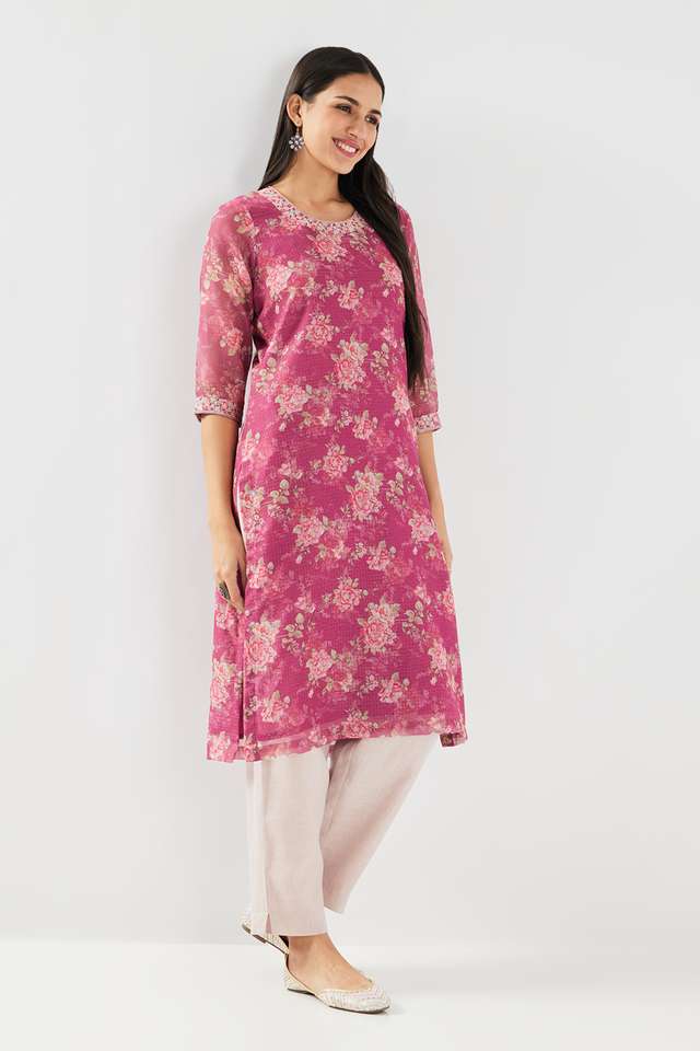 Printed-Polyester-Round-Neck-Women-s-Kurta