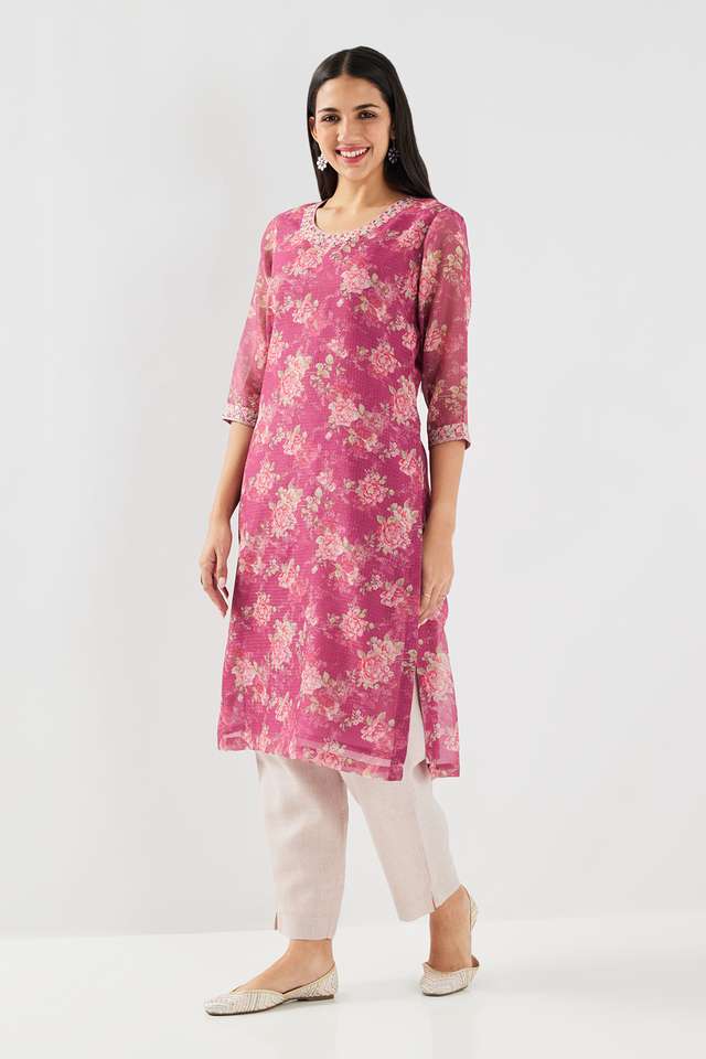 Printed-Polyester-Round-Neck-Women-s-Kurta