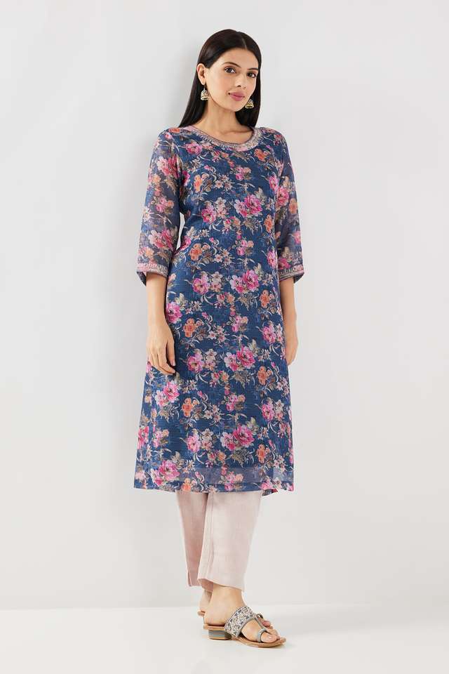 Printed-Polyester-Round-Neck-Women-s-Kurta