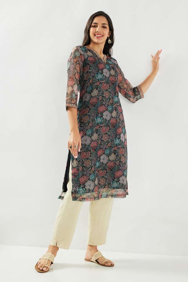 Printed-Polyester-Round-Neck-Women-s-Kurta