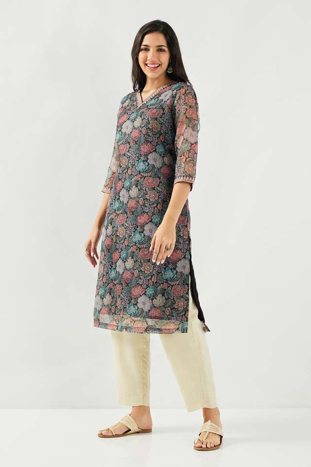 Printed-Polyester-Round-Neck-Women-s-Kurta