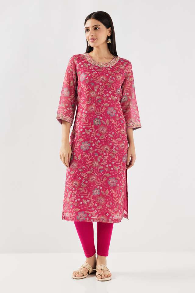 Printed-Polyester-Round-Neck-Women-s-Kurta