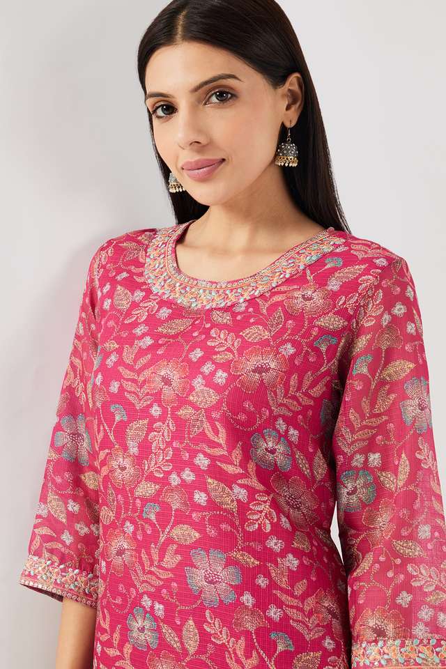 Printed-Polyester-Round-Neck-Women-s-Kurta