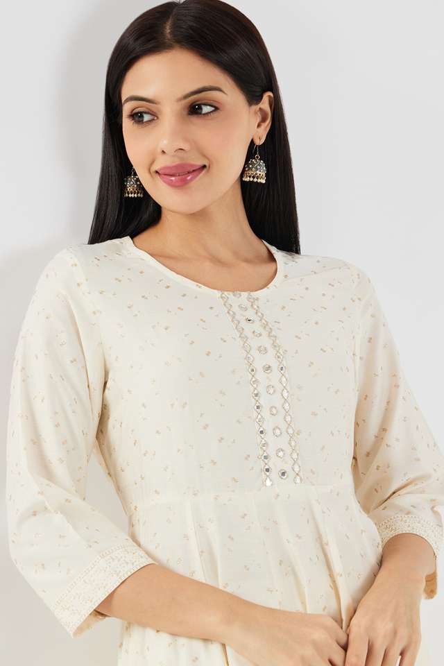 Printed-Blended-Fabric-Round-Neck-Women-s-Kurta