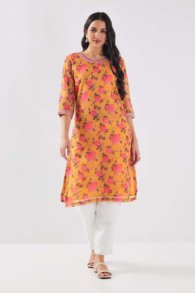 Printed-Polyester-Round-Neck-Women-s-Kurta