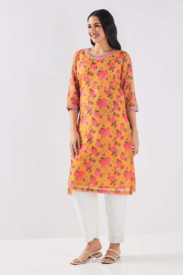 Printed-Polyester-Round-Neck-Women-s-Kurta