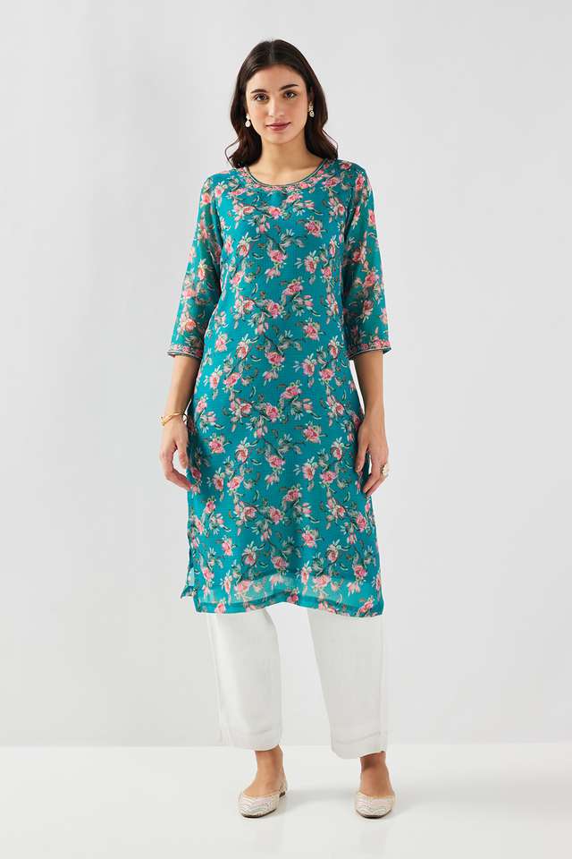 Printed-Polyester-Round-Neck-Women-s-Kurta