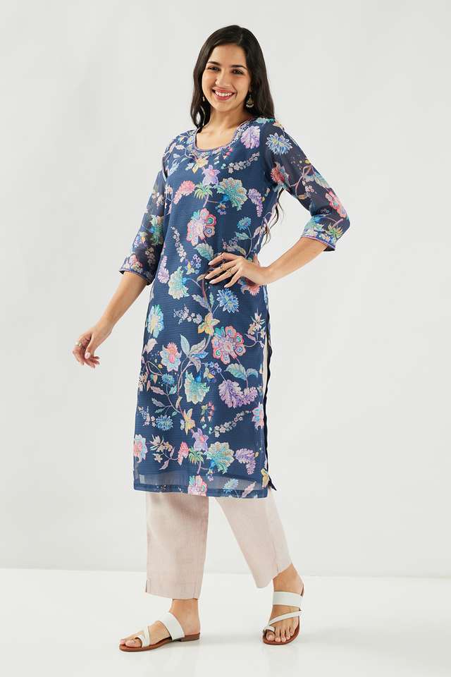 Printed-Polyester-Round-Neck-Women-s-Kurta
