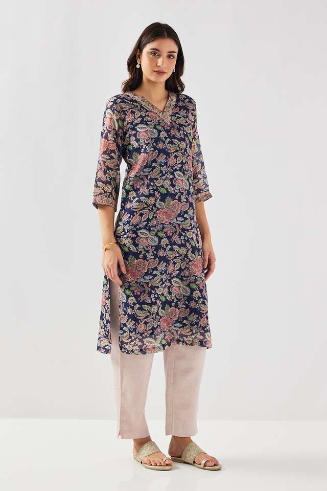 Printed-Polyester-Round-Neck-Women-s-Kurta