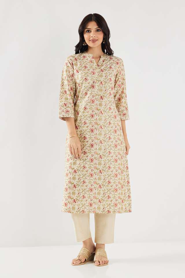 Printed-Blended-Fabric-Collared-Women-s-Kurta