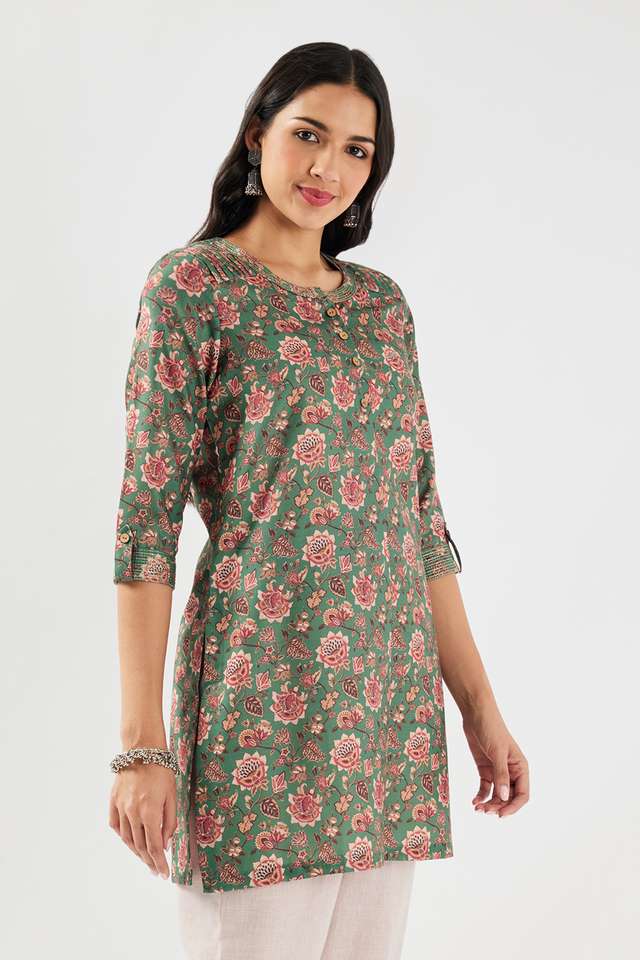 Printed-Linen-Round-Neck-Women-s-Tunic