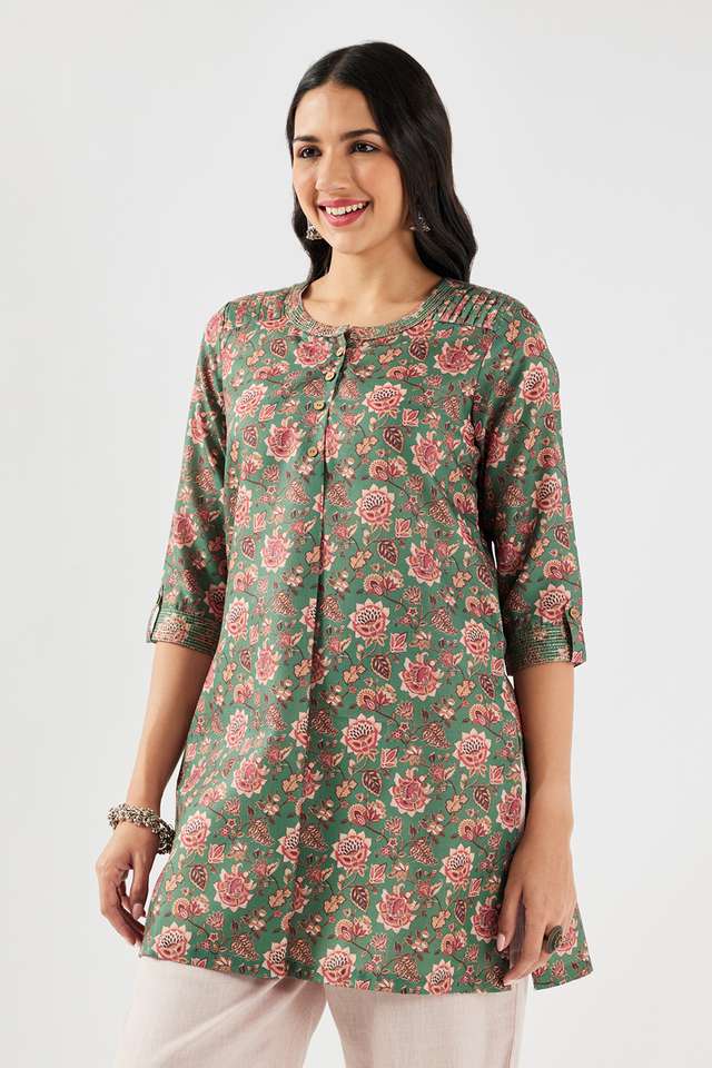 Printed-Linen-Round-Neck-Women-s-Tunic