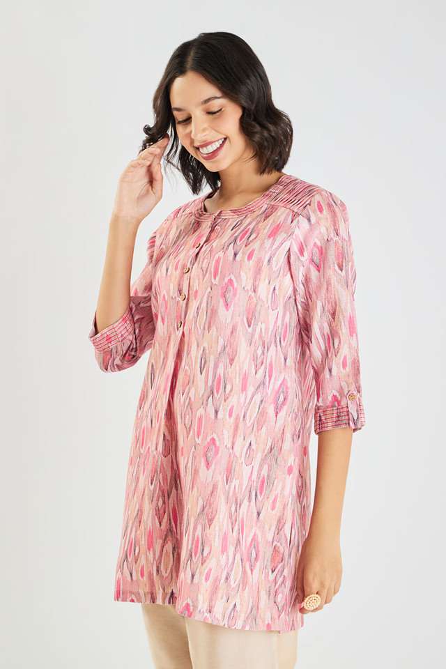 Printed-Linen-Round-Neck-Women-s-Tunic