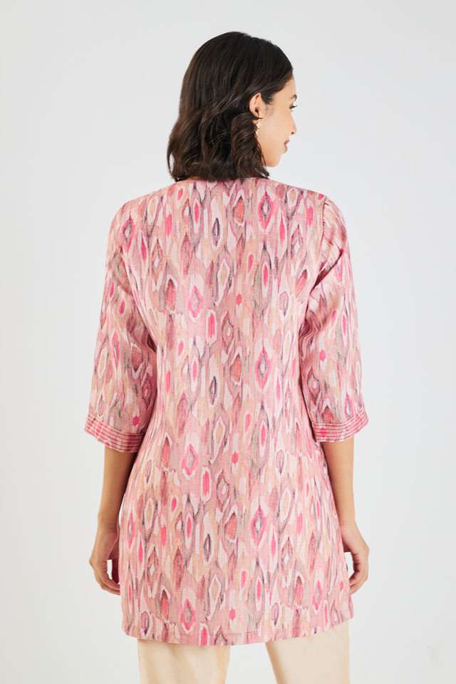 Printed-Linen-Round-Neck-Women-s-Tunic