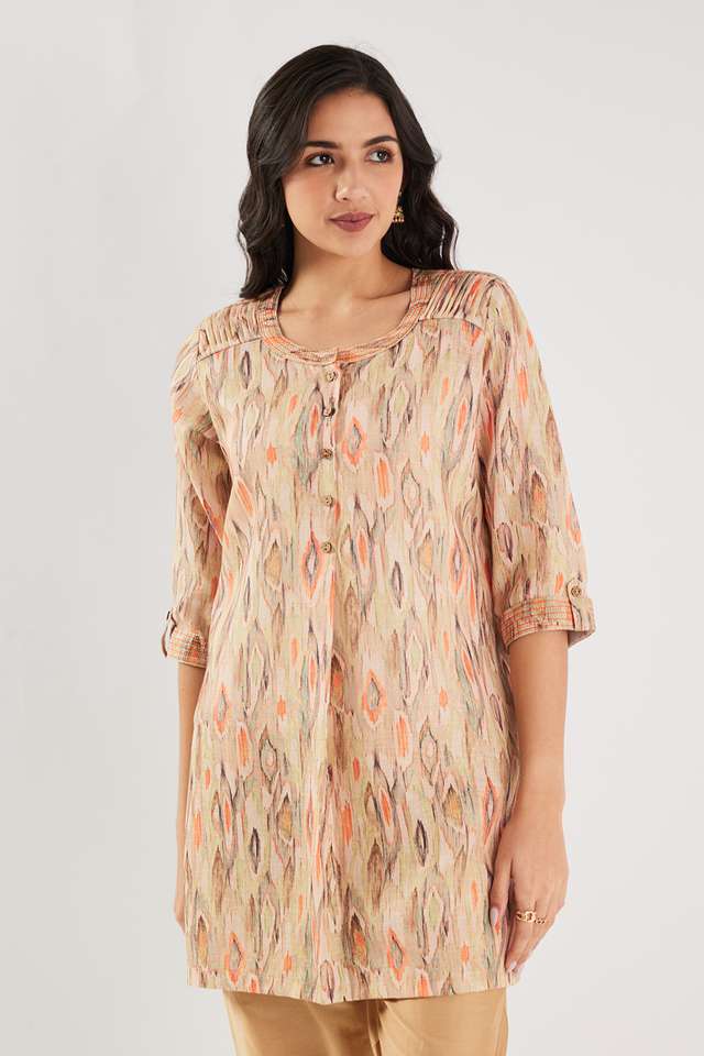 Printed-Linen-Round-Neck-Women-s-Tunic