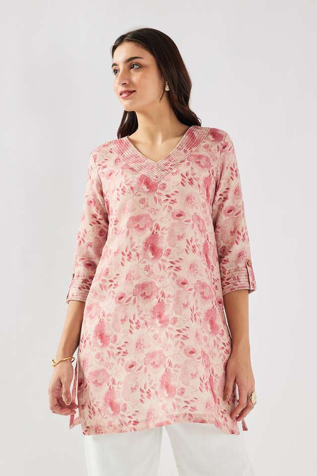 Printed-Linen-V-Neck-Women-s-Tunic