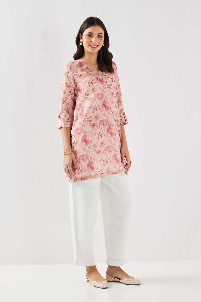 Printed-Linen-V-Neck-Women-s-Tunic