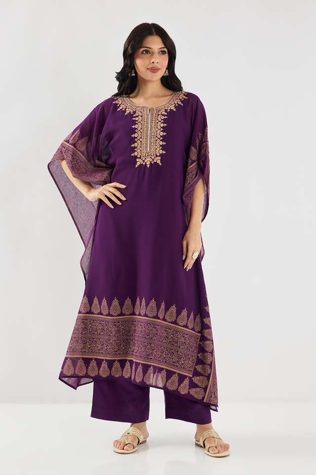 Embroidered-Polyester-Round-Neck-Women-s-Kaftan