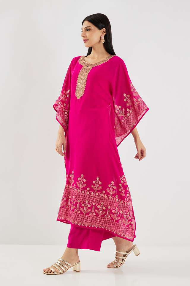Embroidered-Polyester-Round-Neck-Women-s-Kaftan