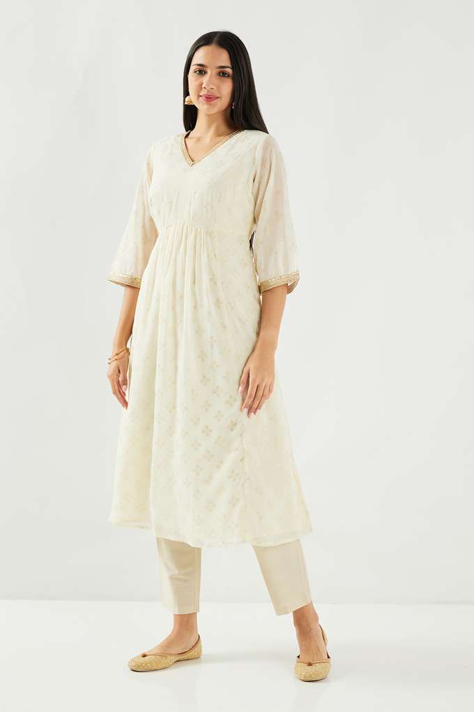 Printed-Polyester-V-Neck-Women-s-Kurta