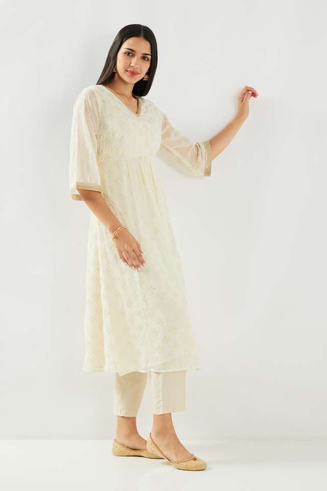 Printed-Polyester-V-Neck-Women-s-Kurta