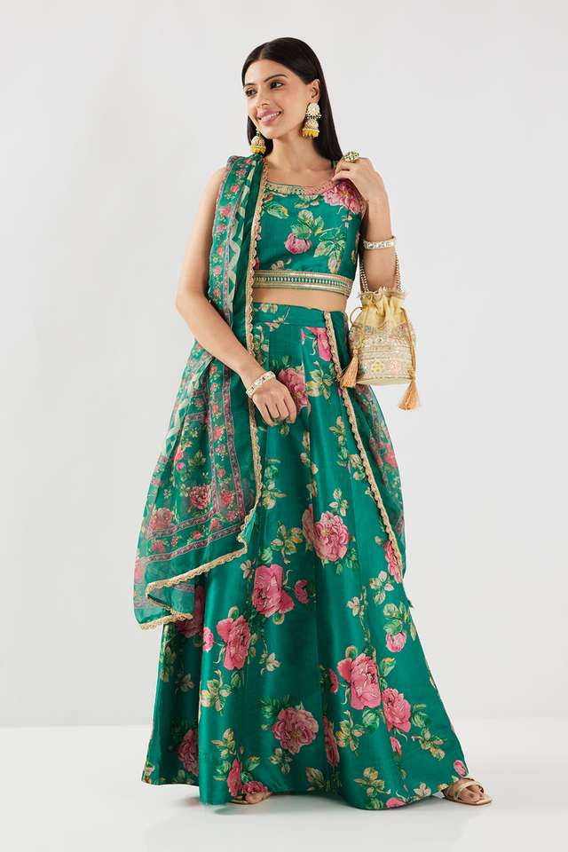 Printed-Polyester-Round-Neck-Women-s-Skirt-Choli-Dupatta-Set