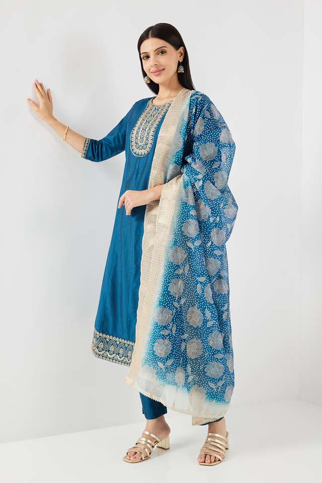 Printed-Round-Neck-Blended-Fabric-Women-s-Kurta-Set