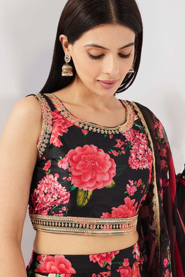 Printed-Polyester-Round-Neck-Women-s-Skirt-Choli-Dupatta-Set