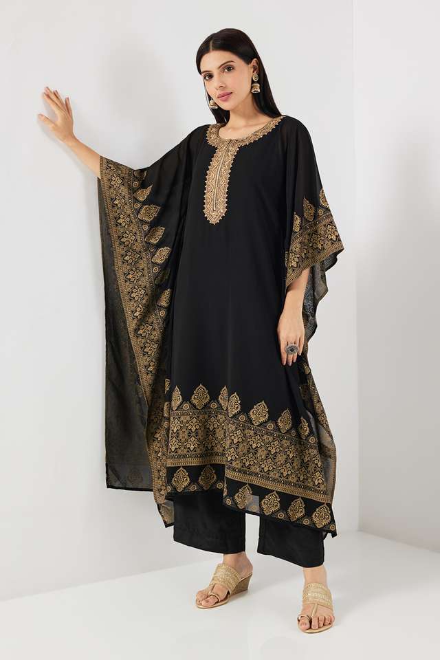 Embroidered-Polyester-Round-Neck-Women-s-Kaftan