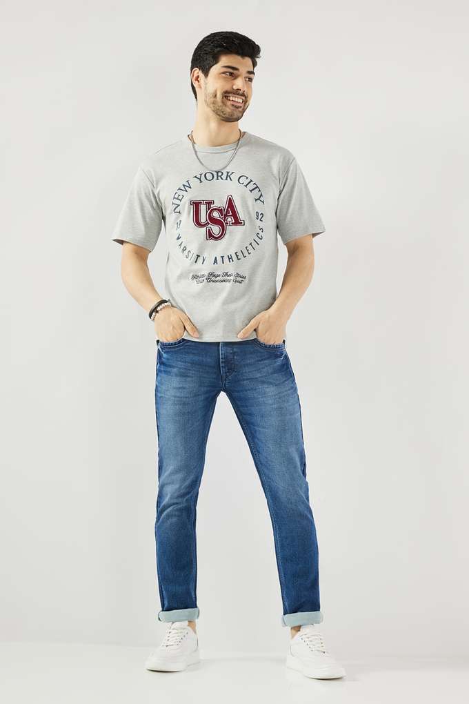 Embroidered-Blended-Fabric-Round-Neck-Men-s-T-Shirt