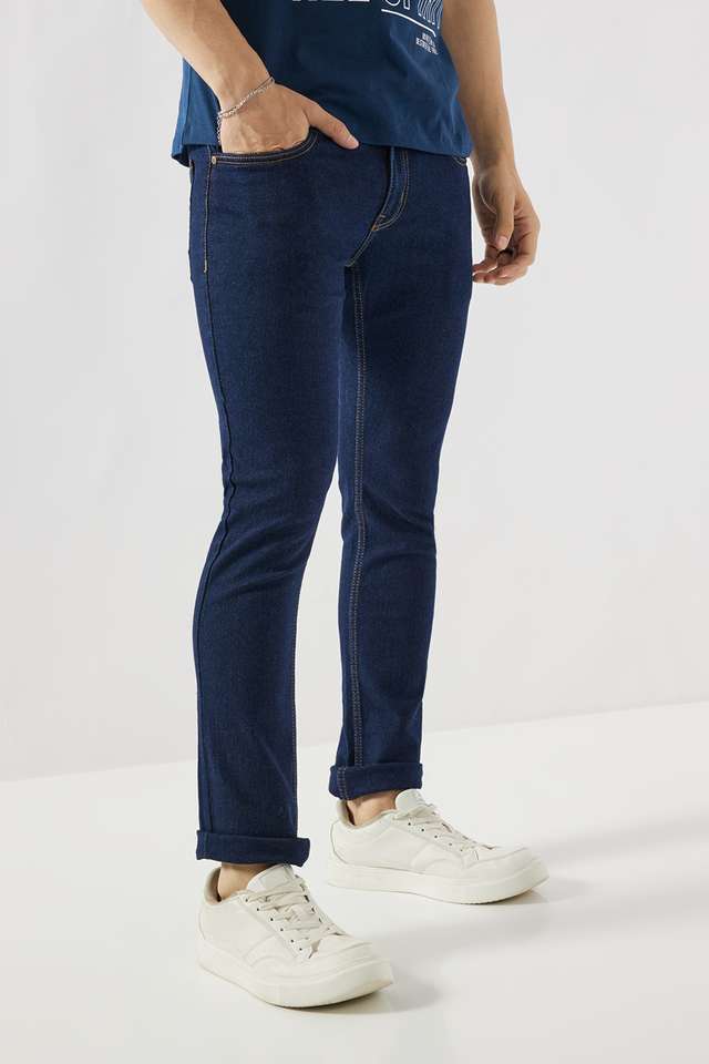 Dark-Wash-Blended-Fabric-Slim-Fit-Men-s-Jeans