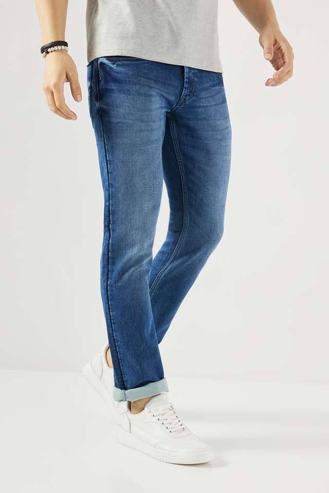 Dark-Wash-Blended-Fabric-Slim-Fit-Men-s-Jeans