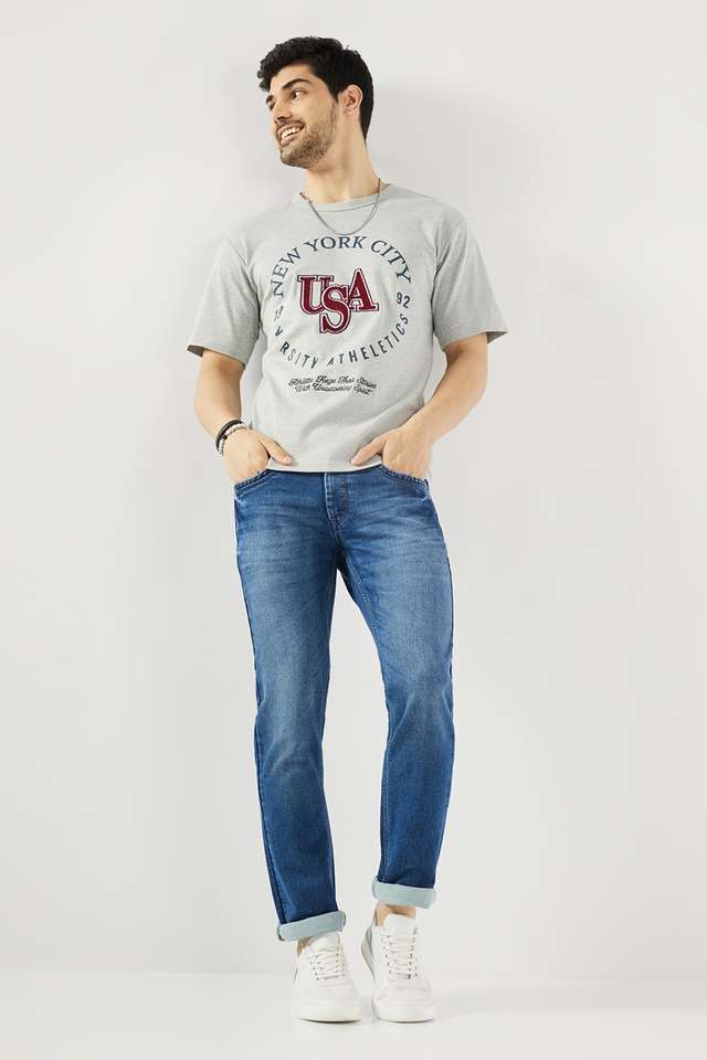 Dark-Wash-Blended-Fabric-Slim-Fit-Men-s-Jeans