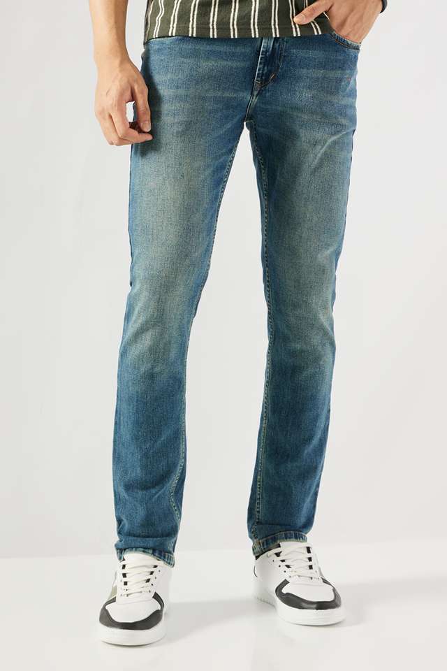 Dark-Wash-Blended-Fabric-Slim-Fit-Men-s-Jeans
