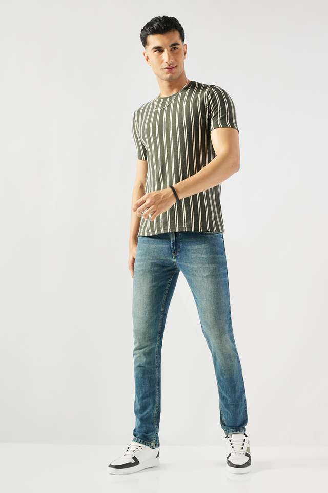 Dark-Wash-Blended-Fabric-Slim-Fit-Men-s-Jeans