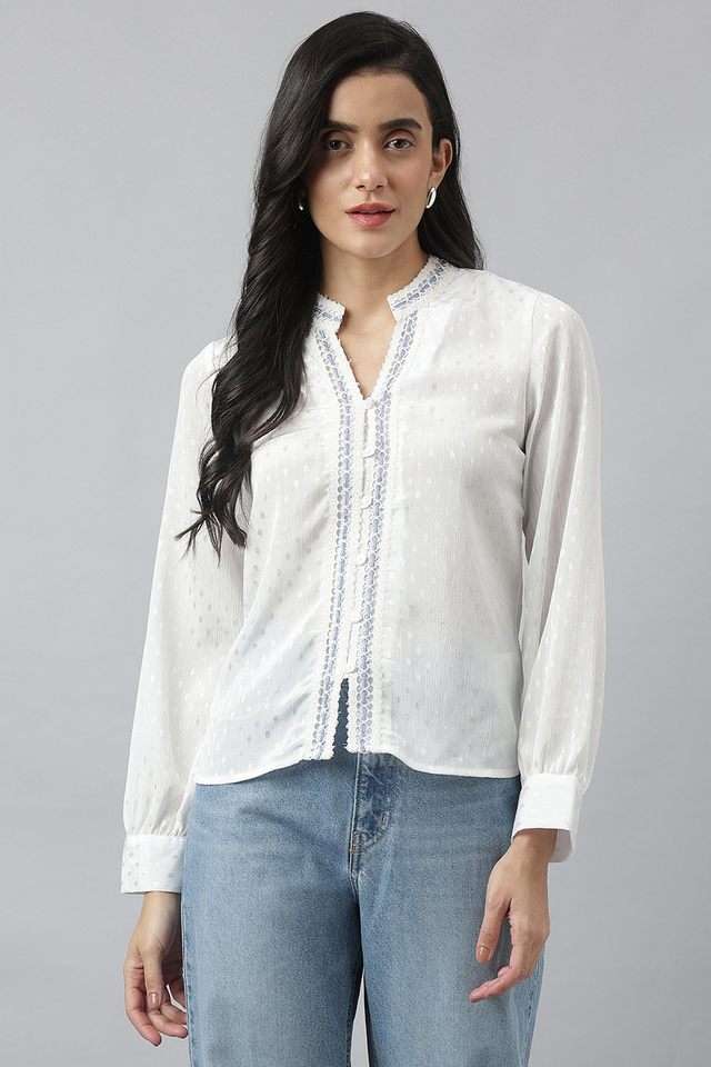 Solid-Polyester-Regular-Fit-Women-s-Shirt