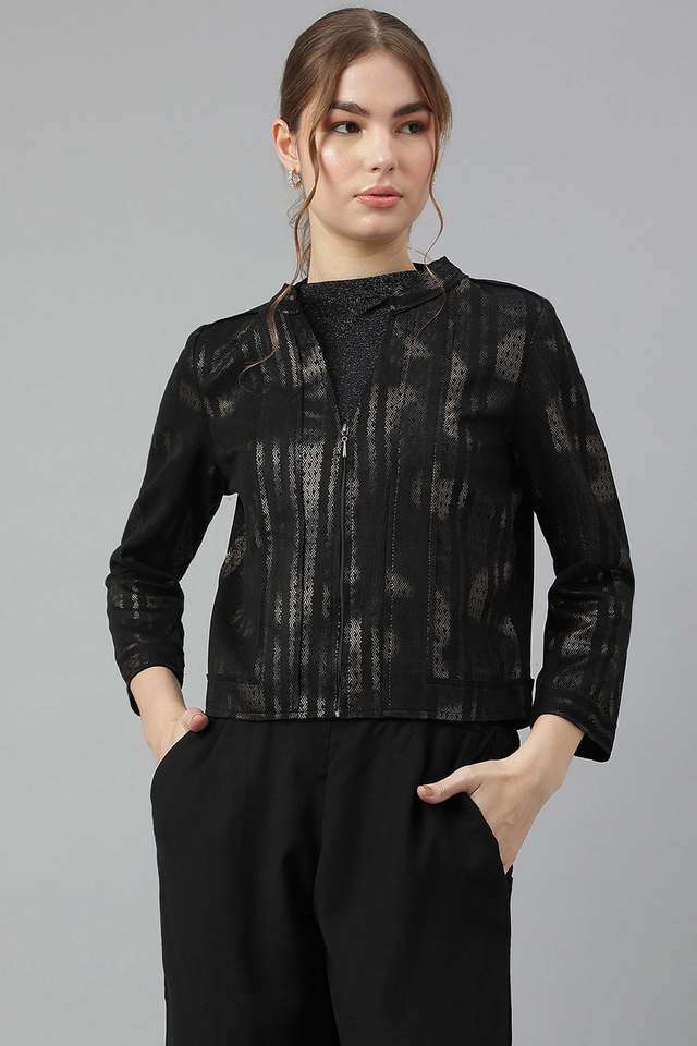 Solid-Polyester-Regular-Fit-Women-s-Jacket